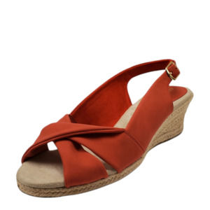 Easy Street Women's Maureen Espadrille Slingback Sandal Fabric Red 11W